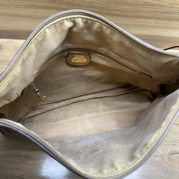 GUCCI Vintage Monogram Large Zip Shoulder Bag Canvas And Leather Trim - Picture 15 of 16